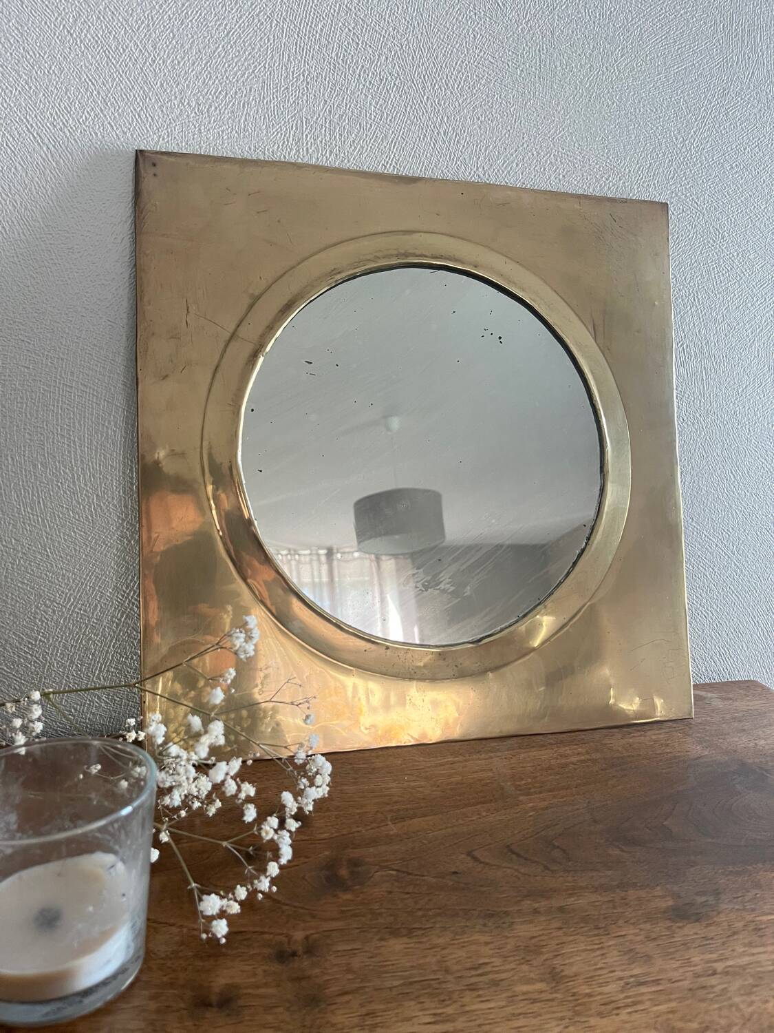 Square brass mirror