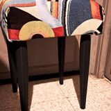 Wooden stool, upholstery restoration, 20th century, occasional furniture
