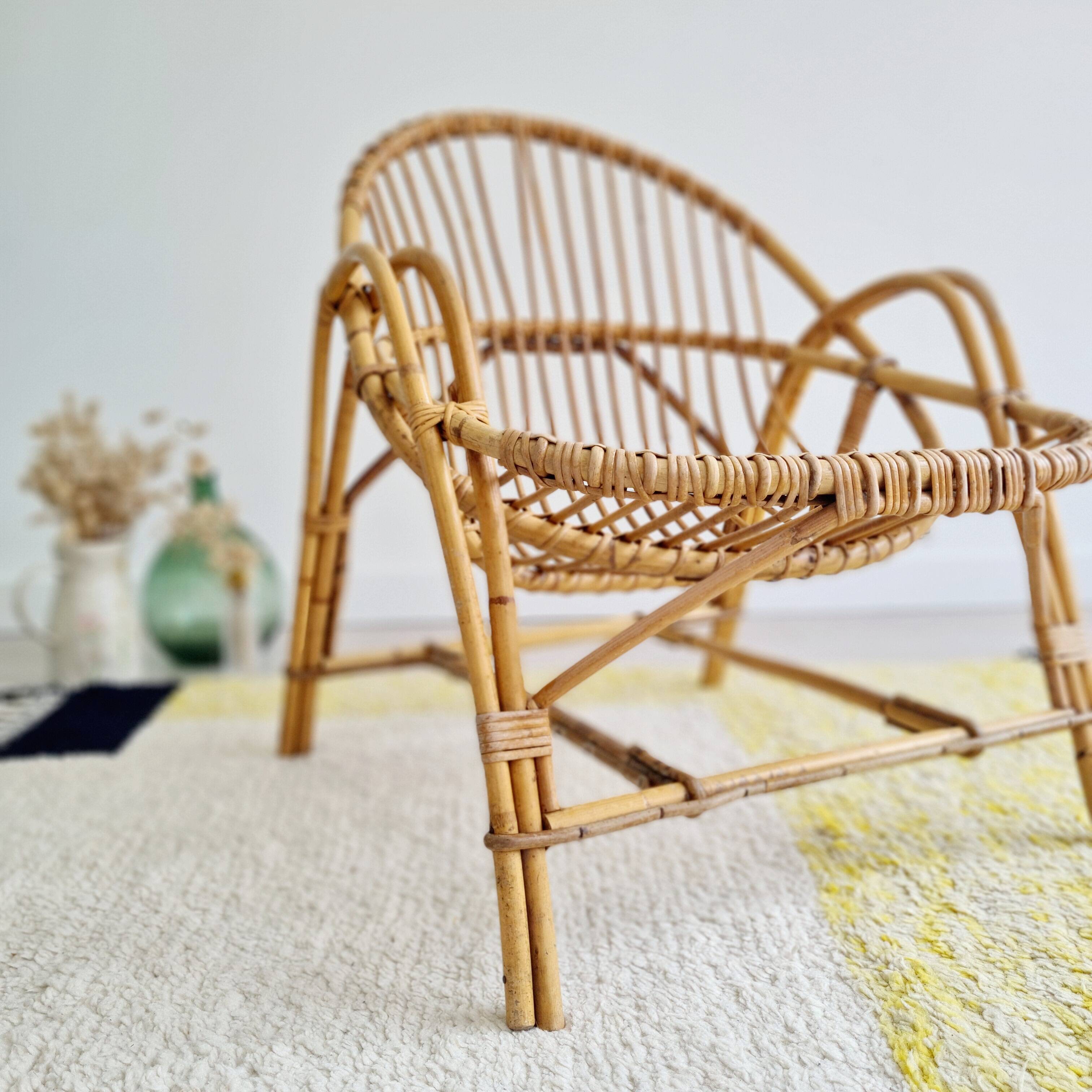 Rattan basket armchair, 1960s