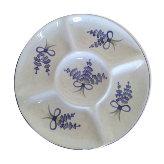 Dish with compartment, lavender pattern