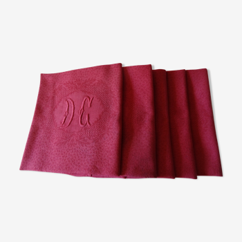 Lot de 5 serviettes de table monogrammées DC