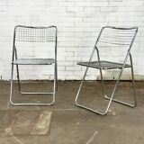 Set of two chrome-colored folding chairs by Niels Gammelgaard for Ikea