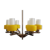 Vintage chandelier in brass and glass