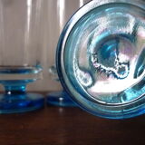 9 vintage champagne flutes with blue foot