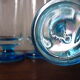 9 vintage champagne flutes with blue foot