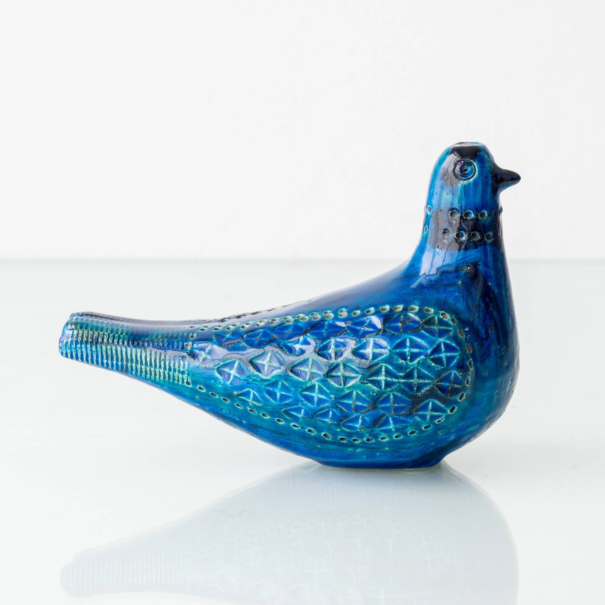 Bitossi Rimini Blu Ceramic Dove Sculpture by Aldo Londi, Italy, 1950s