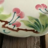 Old decorative plate in barbotine by luneville cherry motif