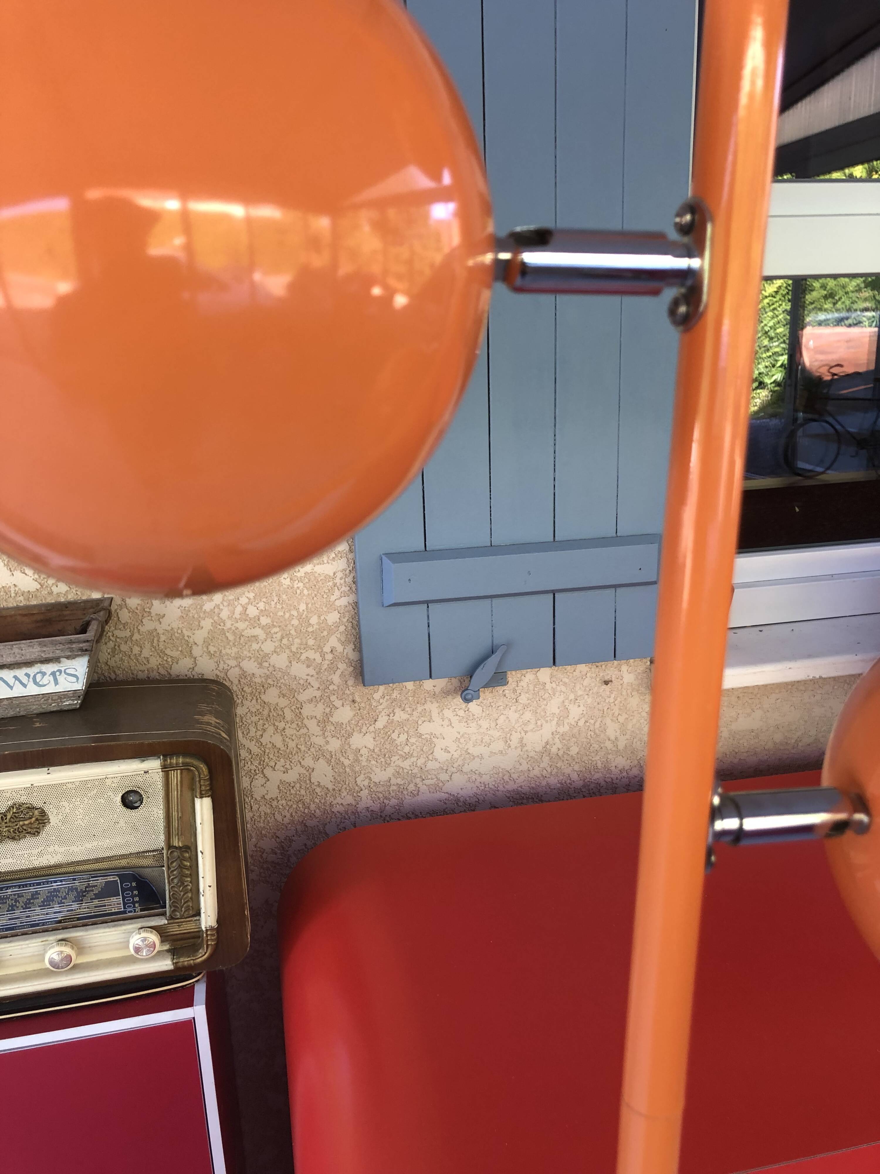 Vintage 70s orange eyeball floor lamp