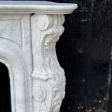 Louis XV Style Fireplace in Carrara Marble, Circa 1980