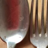 Set of six cutlery with silver metal entremets