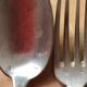 Set of six cutlery with silver metal entremets