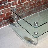 Table basse à deux plateaux en verre