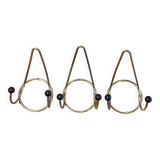 3 patères vintage métal doré