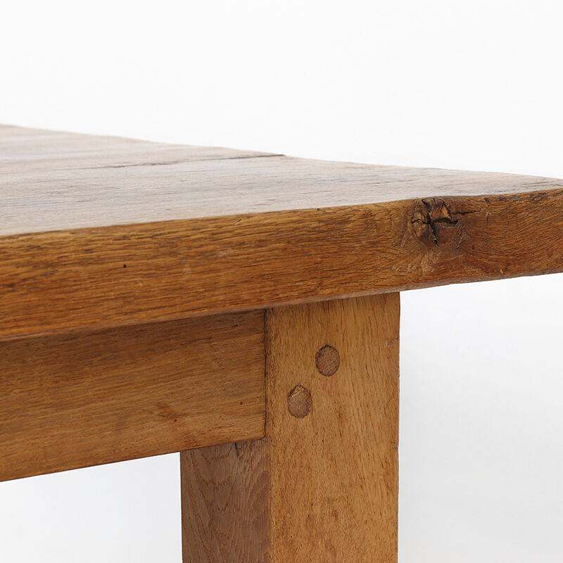 Vintage Mid-Century Brutalist Rustic Oak Dining Table