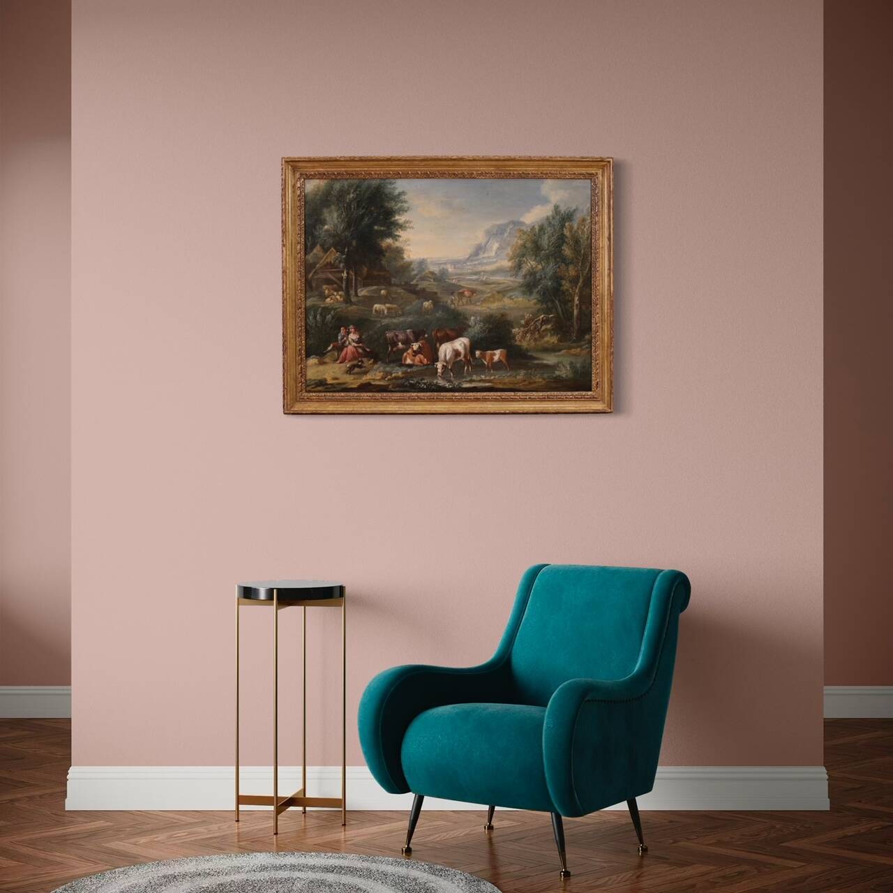 Refined 18th century bucolic landscape painting