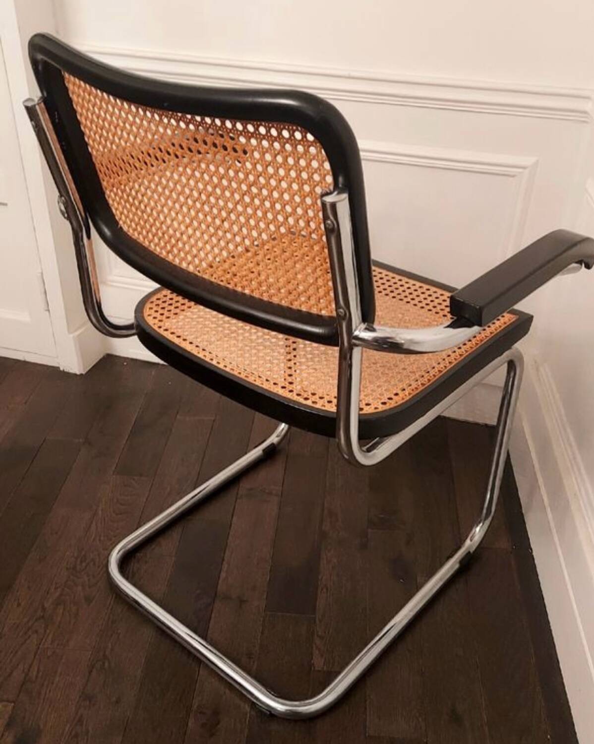 Cesca B64 vintage chair with armrests - Marcel Breuer black Vintage - Made in Italy - 70s