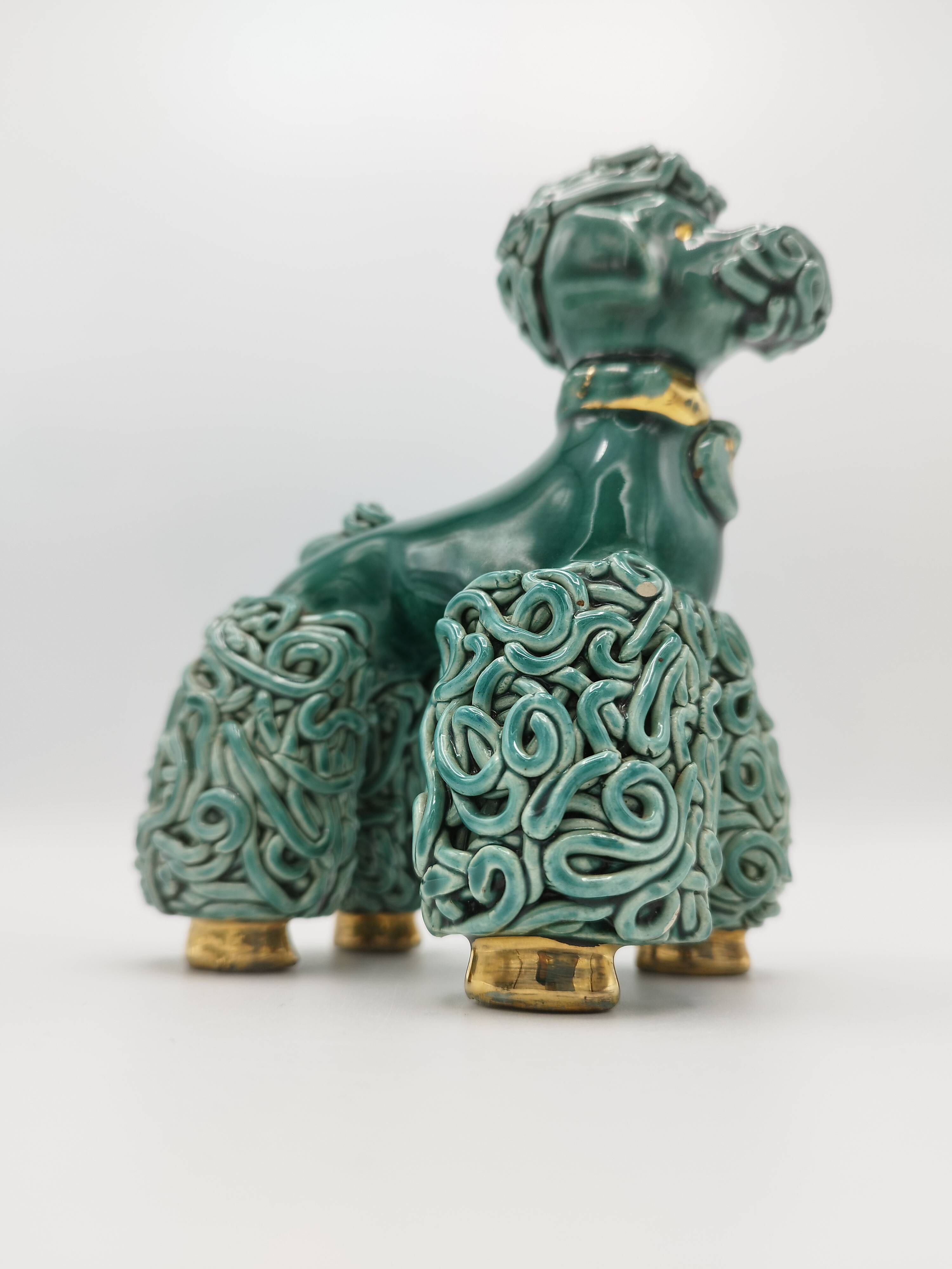 Lot of 2 royal poodles in 1960s spaghetti ceramic