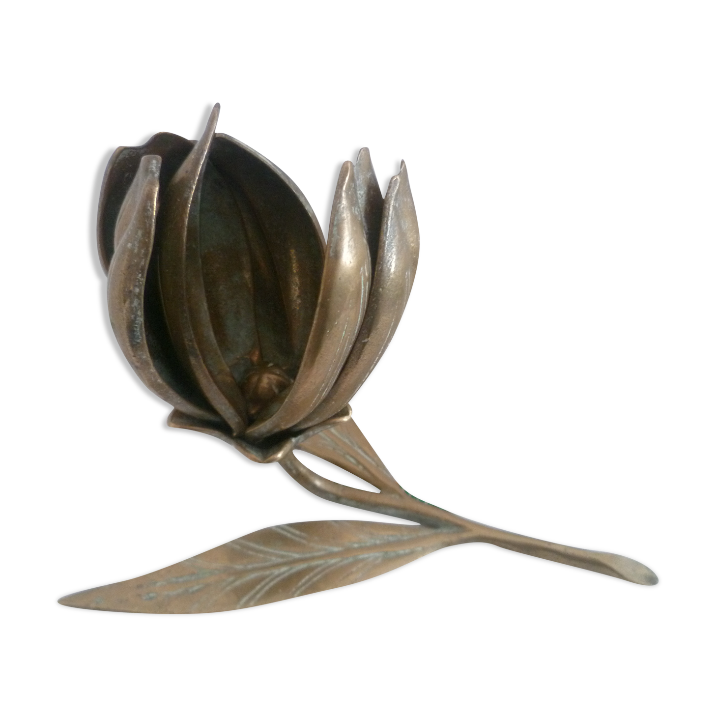 Ashtray "flower" 6 petals in vintage brass 70's