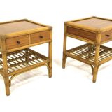 Set of 2 rattan bedside tables, Dux, Sweden, 1960