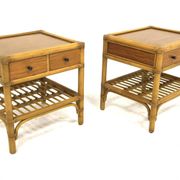 Set of 2 rattan bedside tables, Dux, Sweden, 1960