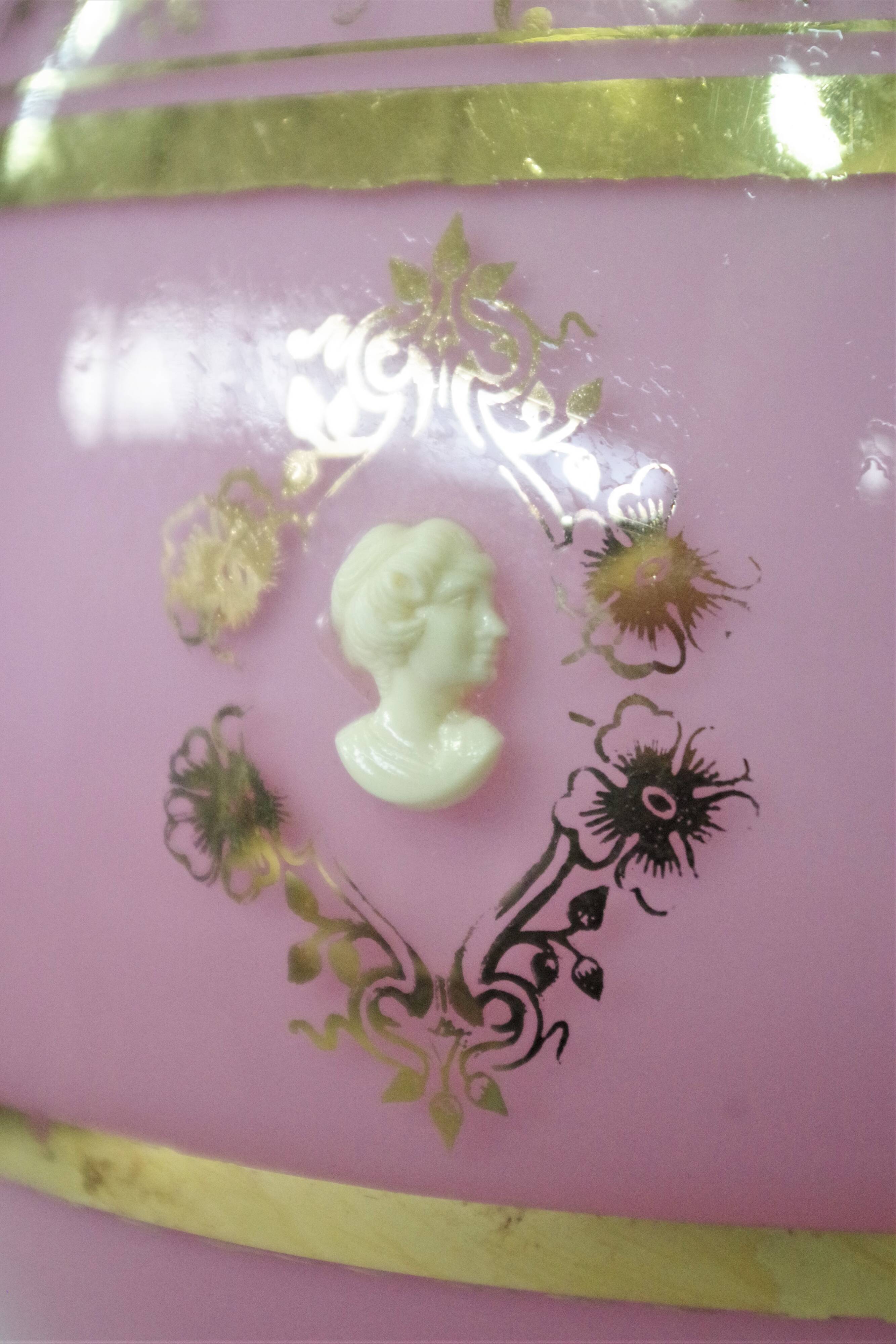 Hand-decorated glass French vase