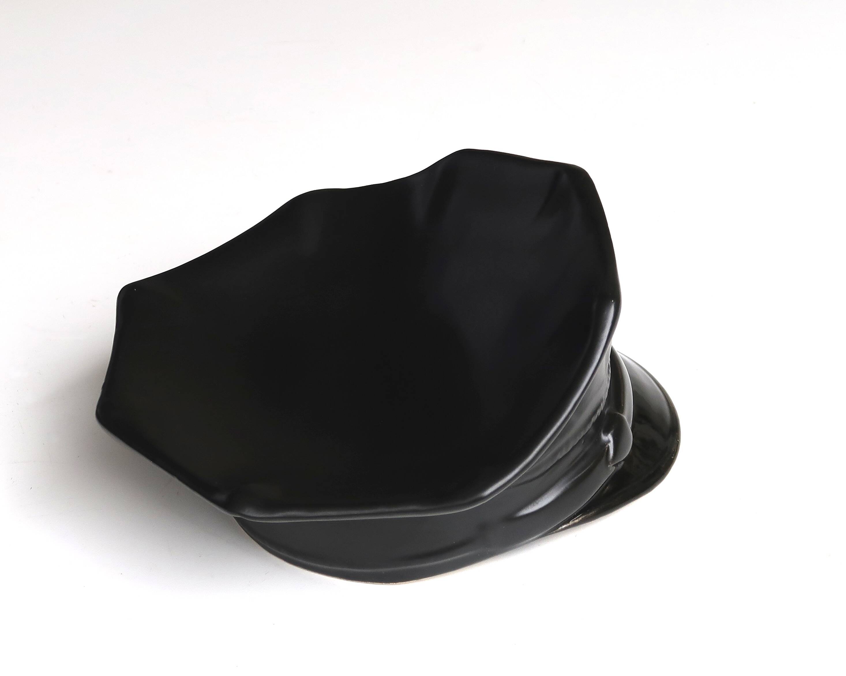 Black ceramic vide poche by Jean Claude Peiré, 1980s.