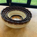 4 nesting salad bowls in enameled ceramic mbfa pont l abbé decorated vintage hand