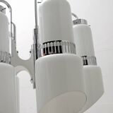 Vistosi Midcentury Italian Murano Glass and Steel "Incamiciato" Chandelier