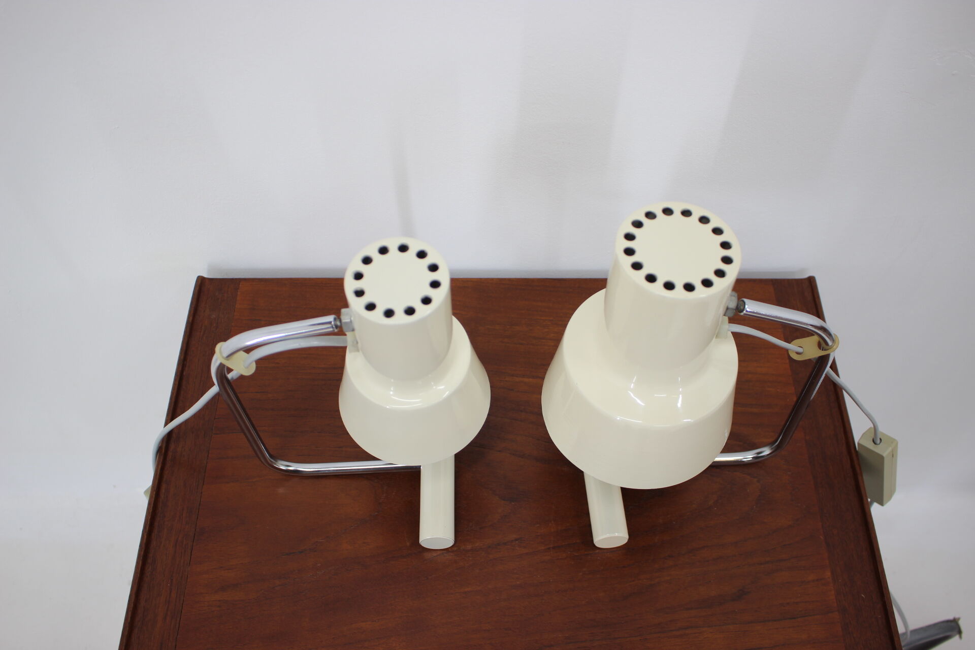 Set of two beige table lamps designed by Josef Hůrka for Napako 1970