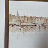 Watercolor painting honfleur brittany