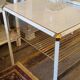 White coffee table and vintage gold metal