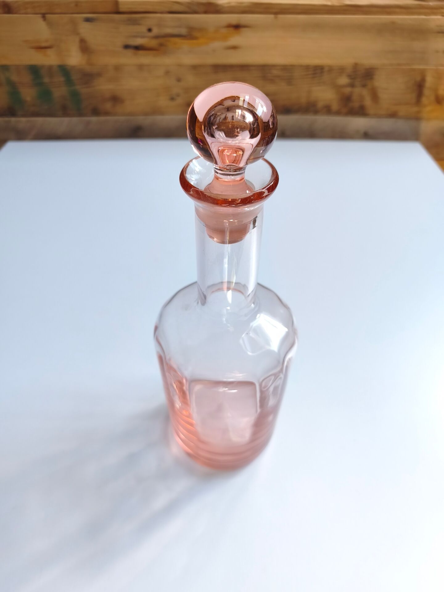 Vintage pink glass bottle