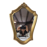 Antique Louis XV style mirror, vintage carved gilded wooden frame with pearls