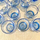 Set carafe et 20 verres art déco myosotis
