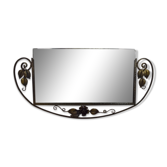 Art Deco mirror in wrought iron, floral motif 82x42cm