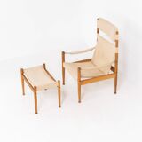Oak safari chair & ottoman by Niels Eilersen for Erik Wørts