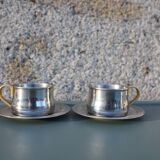 Service à expresso en inox double parois Made in Italy, Design 1970
