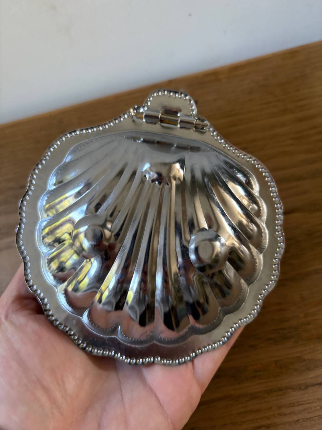 Vintage blue glass shell butter dish from Italy, 1960s