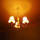 Lasuffed white metal suspension - 3 pink lampshades