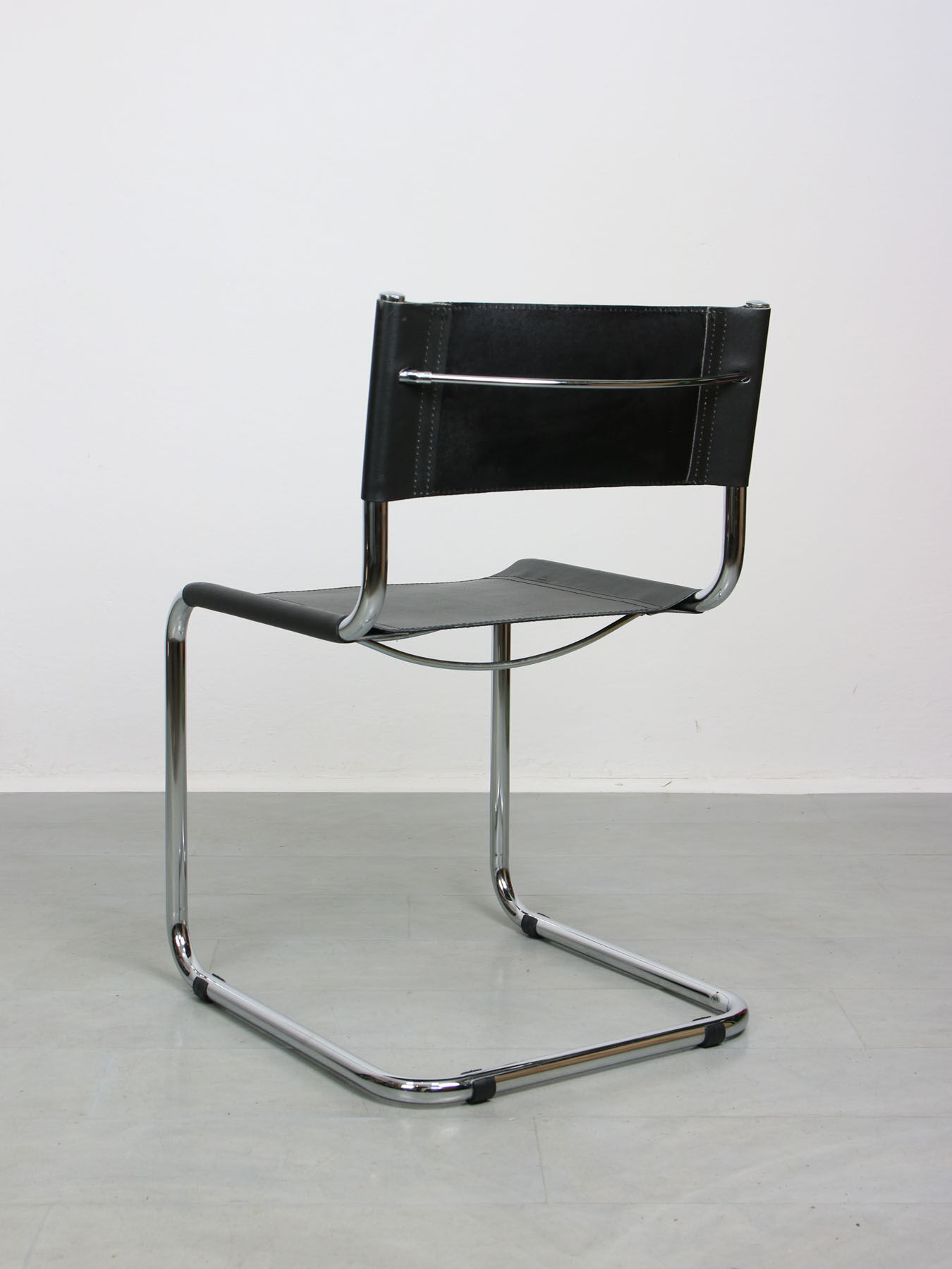 Vintage black leather bauhaus chair, italy