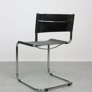Vintage black leather bauhaus chair, italy