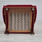 Fauteuil danois, originale, meuble en velours, pieds en bois de chêne