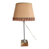 Retro lamp with fringed shade and marble base