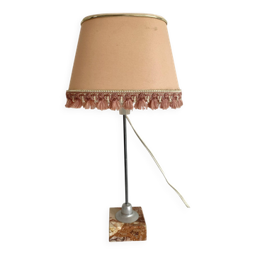 Retro lamp with fringed shade and marble base