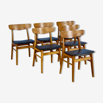 Ensemble de 6 chaises de salle à manger danoises en teck par Farstrup, années 1960