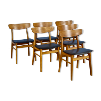 Ensemble de 6 chaises de salle à manger danoises en teck par Farstrup, années 1960