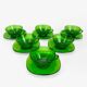 6 Large Vereco cups and saucers emerald green 70s
