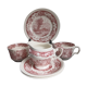 Staffordshire cups, saucers, plates and milk jar