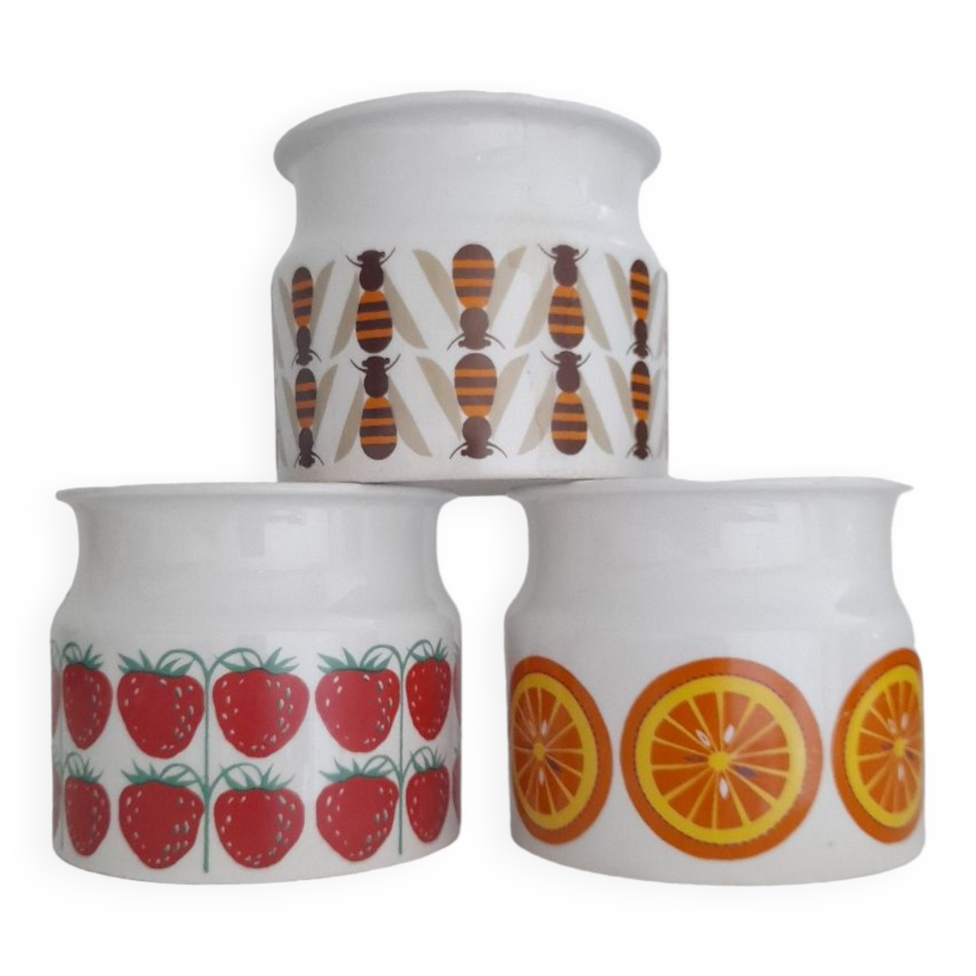 Bed of 3 jam jars Arabia Finland