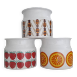 Lit de 3 pots à confiture Arabia Finland